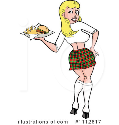 Royalty-Free (RF) Waitress Clipart Illustration by LaffToon - Stock Sample #1112817