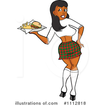 Royalty-Free (RF) Waitress Clipart Illustration by LaffToon - Stock Sample #1112818