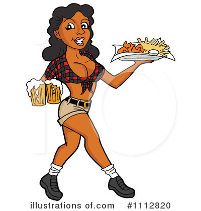 Royalty-Free (RF) Waitress Clipart Illustration by LaffToon - Stock Sample #1112820