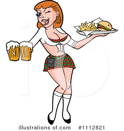 Royalty-Free (RF) Waitress Clipart Illustration by LaffToon - Stock Sample #1112821
