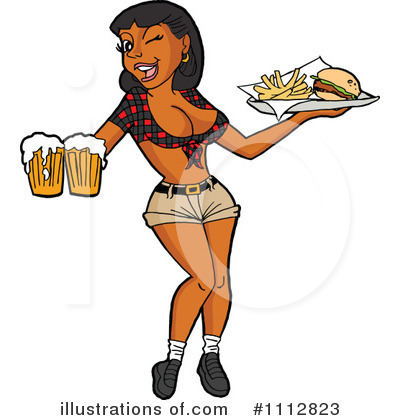 Royalty-Free (RF) Waitress Clipart Illustration by LaffToon - Stock Sample #1112823