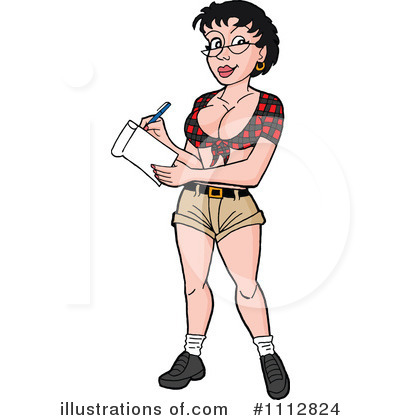 Royalty-Free (RF) Waitress Clipart Illustration by LaffToon - Stock Sample #1112824