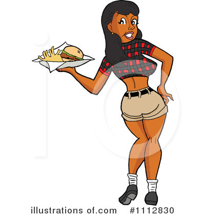 Royalty-Free (RF) Waitress Clipart Illustration by LaffToon - Stock Sample #1112830