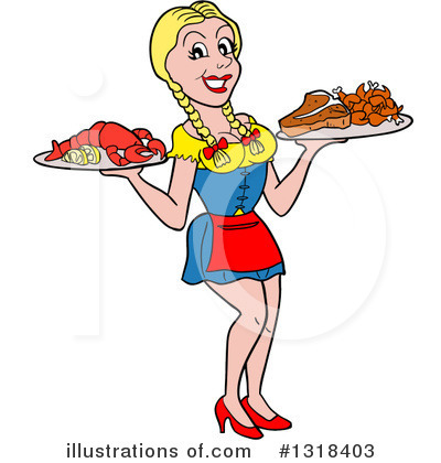 Royalty-Free (RF) Waitress Clipart Illustration by LaffToon - Stock Sample #1318403