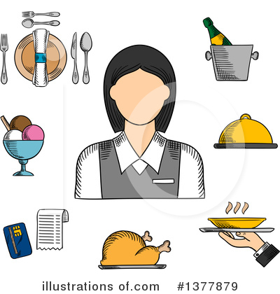 Waiter Clipart #1377879 by Vector Tradition SM
