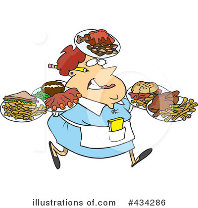 Royalty-Free (RF) Waitress Clipart Illustration by toonaday - Stock Sample #434286