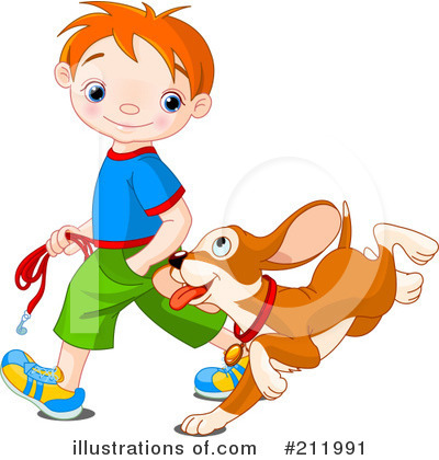 Royalty-Free (RF) Walking Dog Clipart Illustration by Pushkin - Stock Sample #211991