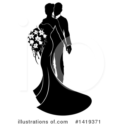 Royalty-Free (RF) Wedding Couple Clipart Illustration by AtStockIllustration - Stock Sample #1419371