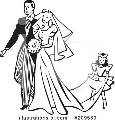 Royalty-Free (RF) Wedding Couple Clipart Illustration by BestVector - Stock Sample #209569