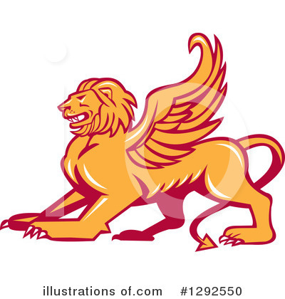 Royalty-Free (RF) Winged Lion Clipart Illustration by patrimonio - Stock Sample #1292550