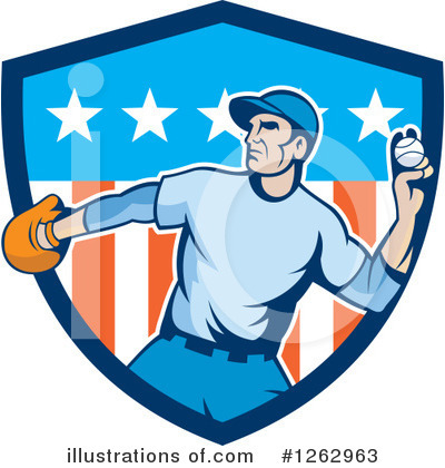 Clipart of a Cartoon Baseball Player Pitching - Royalty Free Vector  Illustration by patrimonio #1218138