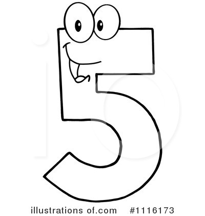 number 5 clipart black and white