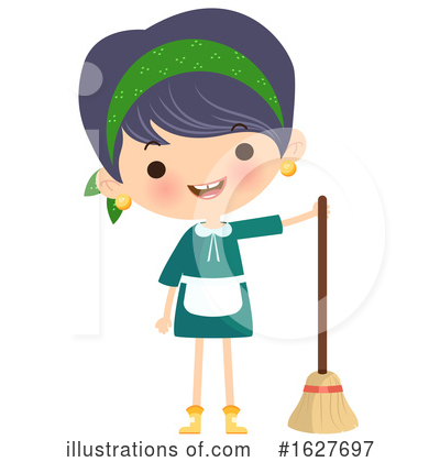 Clipart Happy Maid Cleaning A Kitchen - Royalty Free Vector Illustration by  visekart #1114848