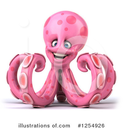 Pink Octopus Clipart #1260839 - Illustration by Julos