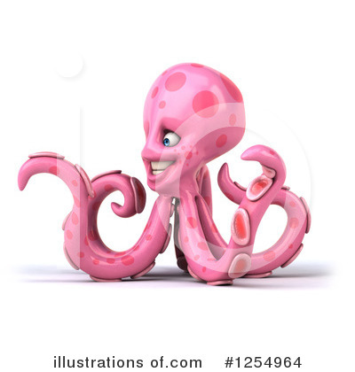 Pink Octopus Clipart #1254964 - Illustration by Julos