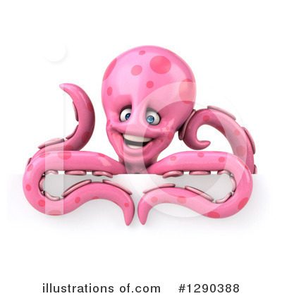 Pink Octopus Clipart #1383827 - Illustration by Julos