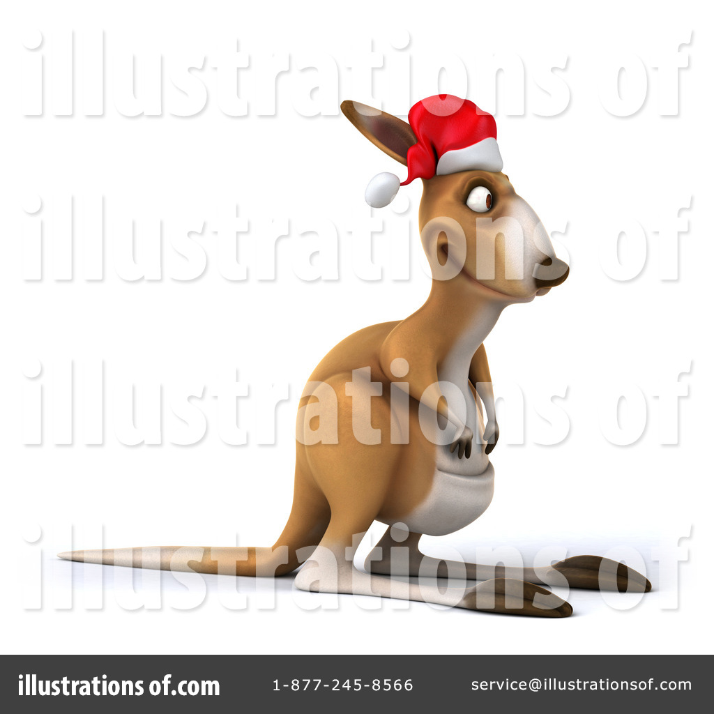 santa kangaroo clipart