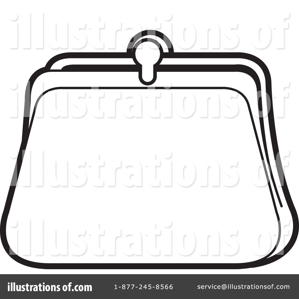 Clipart of a Black and White Lineart Hand Holding a Coin Purse - Royalty  Free Vector Illustration by Lal Perera #1434810