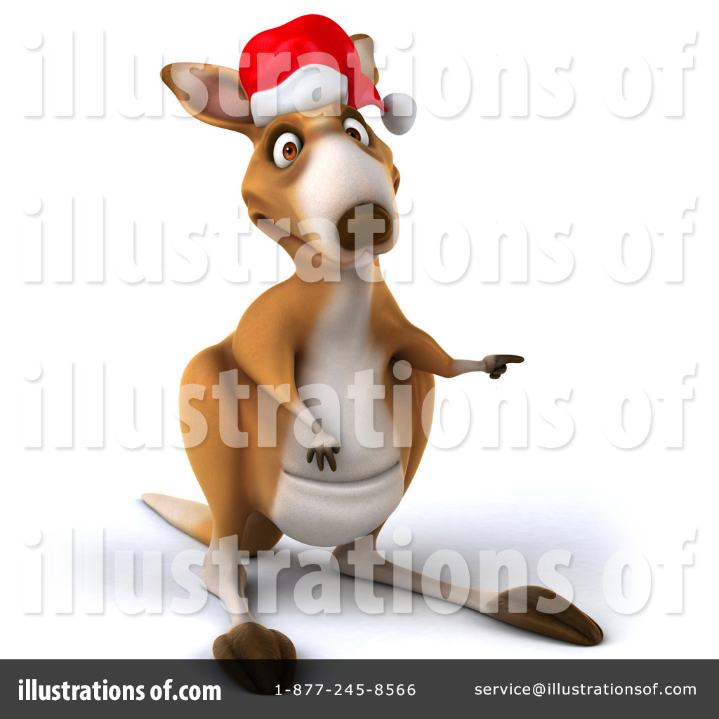 santa kangaroo clipart