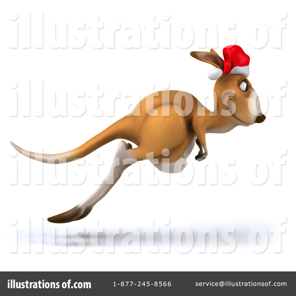 santa kangaroo clipart