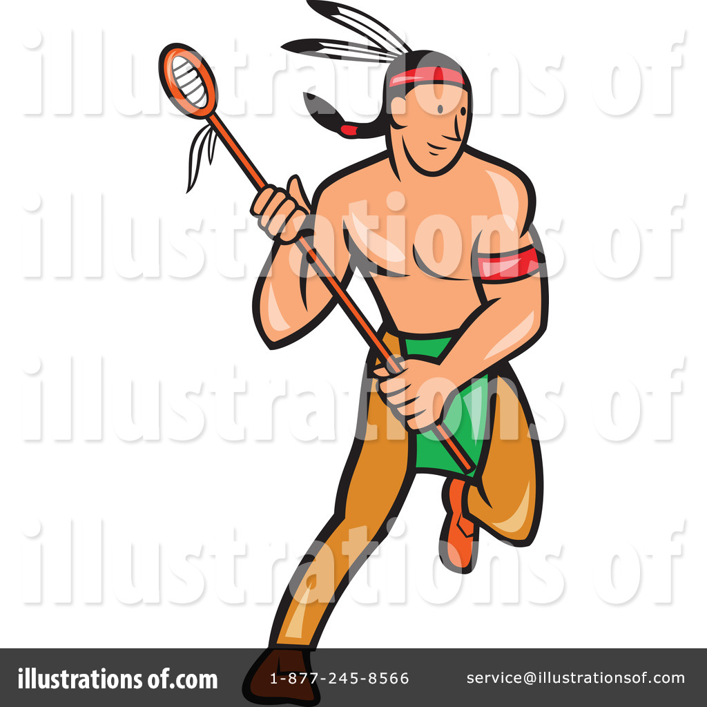 Native American Lacrosse Player Cartoon by patrimonio